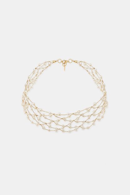 BONCUKLU METALİK İPLİ CHOKER KOLYE