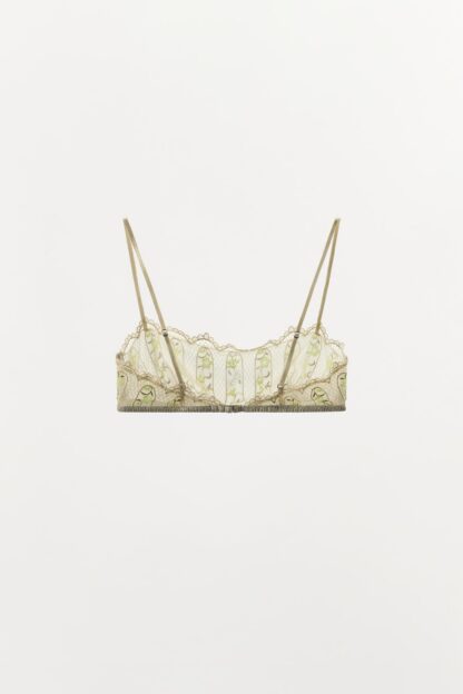 ÇİÇEK NAKIŞLI DANTEL BANDEAU SÜTYEN
