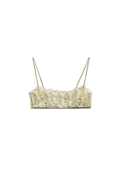 ÇİÇEK NAKIŞLI DANTEL BANDEAU SÜTYEN