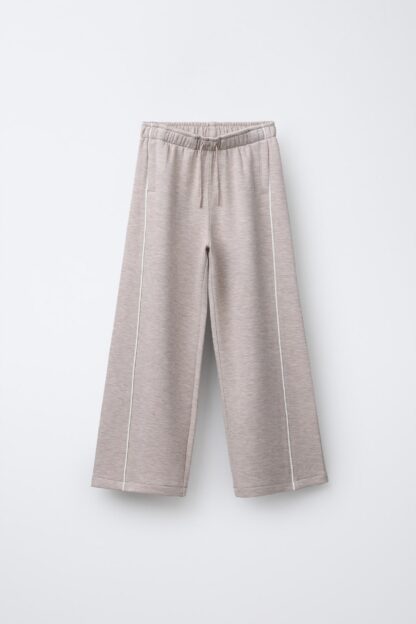 KONTRAST ŞERİTLİ GENİŞ PAÇA SPOR PANTOLONU